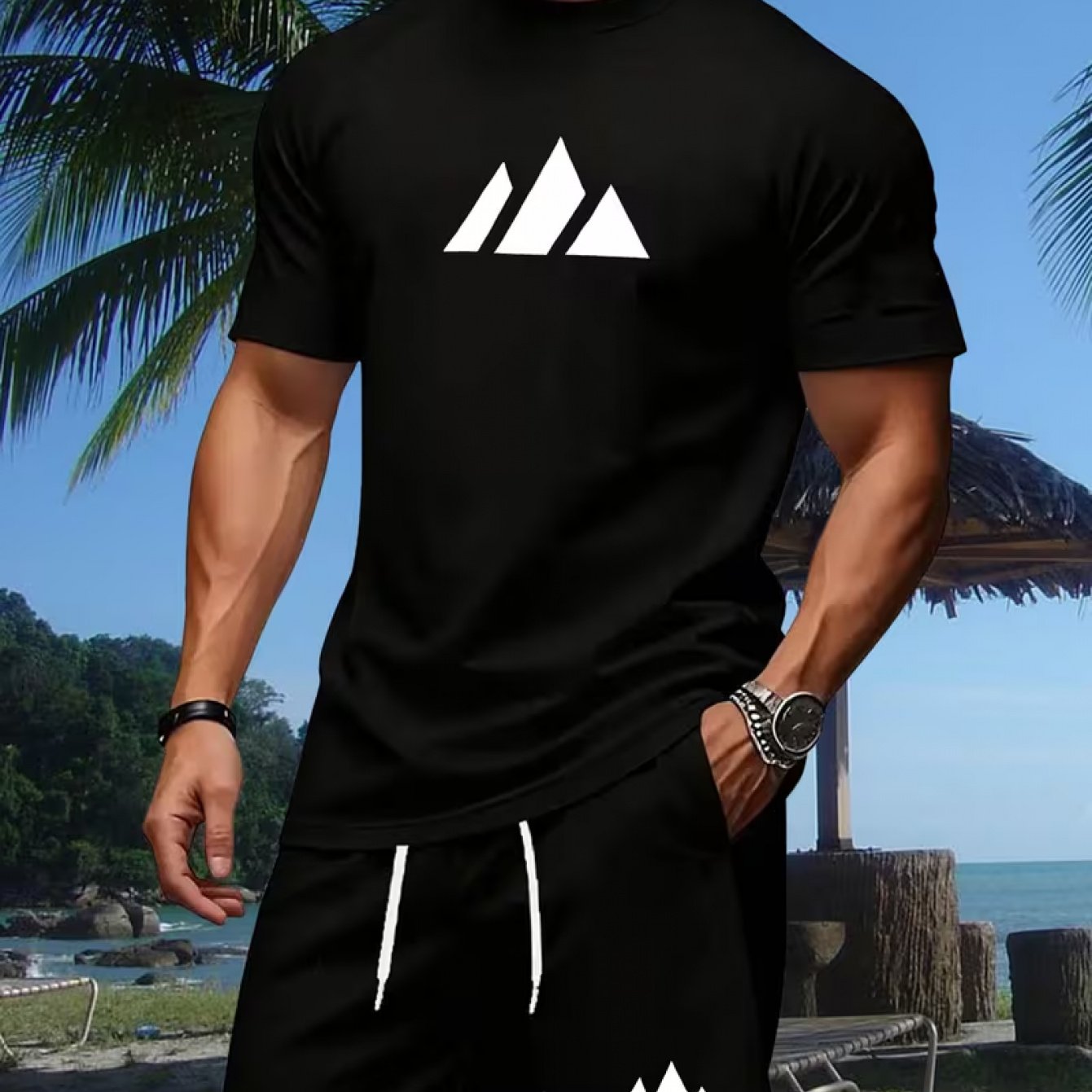 Nouvel ensemble deux pièces d'été pour homme : T-shirt à manches courtes et short, respirant et à séchage rapide, idéal pour le sport et les loisirs.
