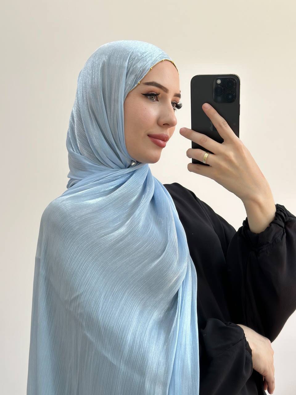 Hijab élégant en perles dorées pour femmes, foulard musulman en satin brillant, couvre-chef islamique modeste pour Ramadan, Eid, hijab turc