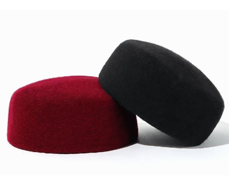 Chapeaux musulmans pour hommes, bérets rouges et noirs, en vraie laine, couvre-chef élégant, Hijabs islamiques, fête de danse, casquettes de prière en plein air, chapeau africain