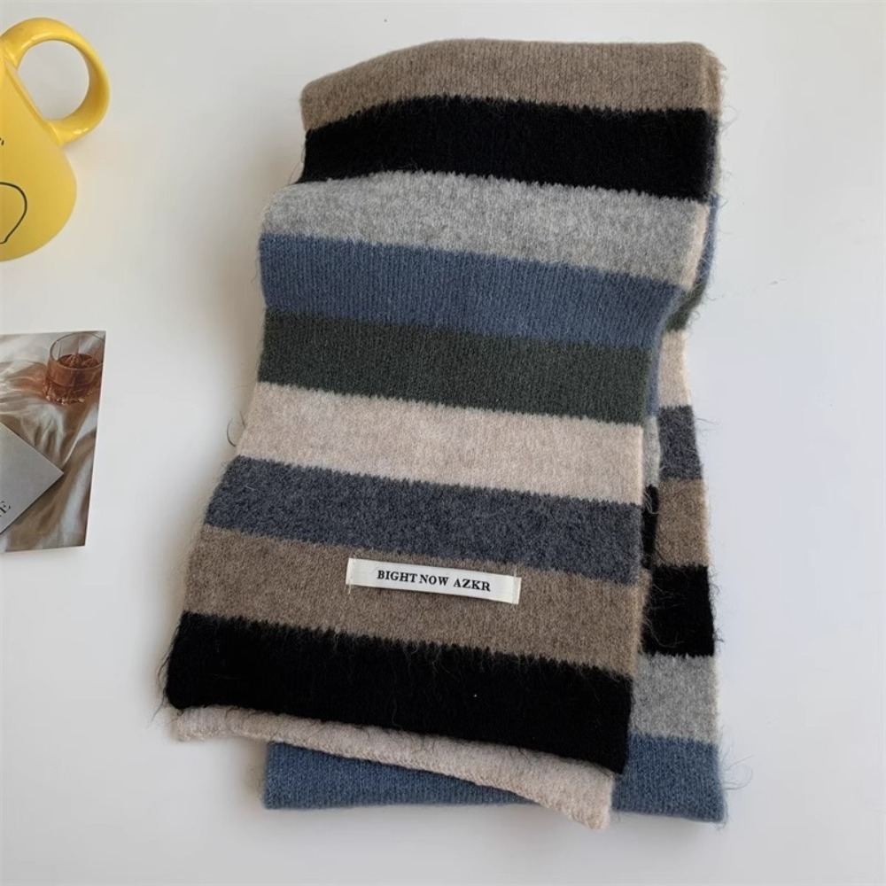 Écharpe étroite tendance à rayures multicolores, écharpe à rayures arc-en-ciel, coupe-vent, écharpes pour femmes, écharpes tricotées pour garder au chaud en hiver