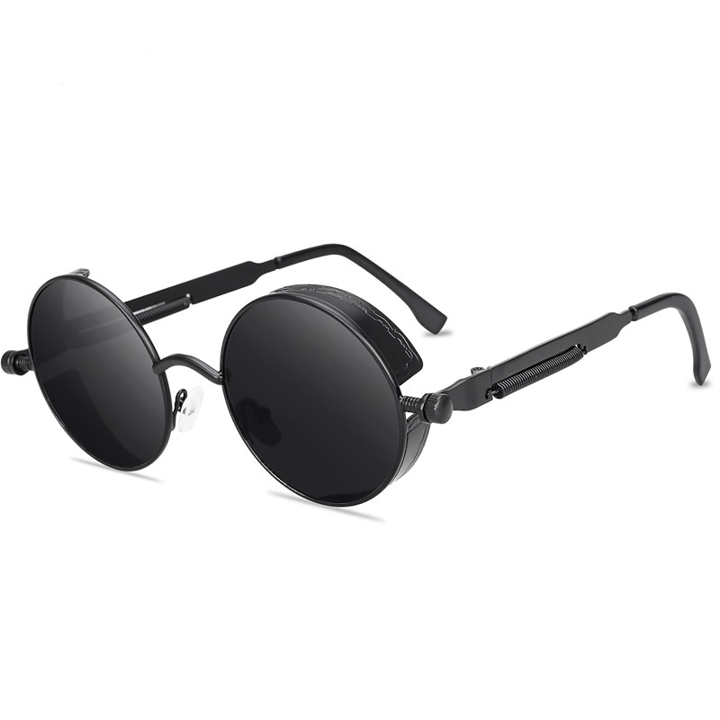 Lunettes de soleil steampunk gothiques classiques pour hommes et femmes, lunettes de soleil vintage, monture ronde en métal, créateur de marque, haute qualité, UV400
