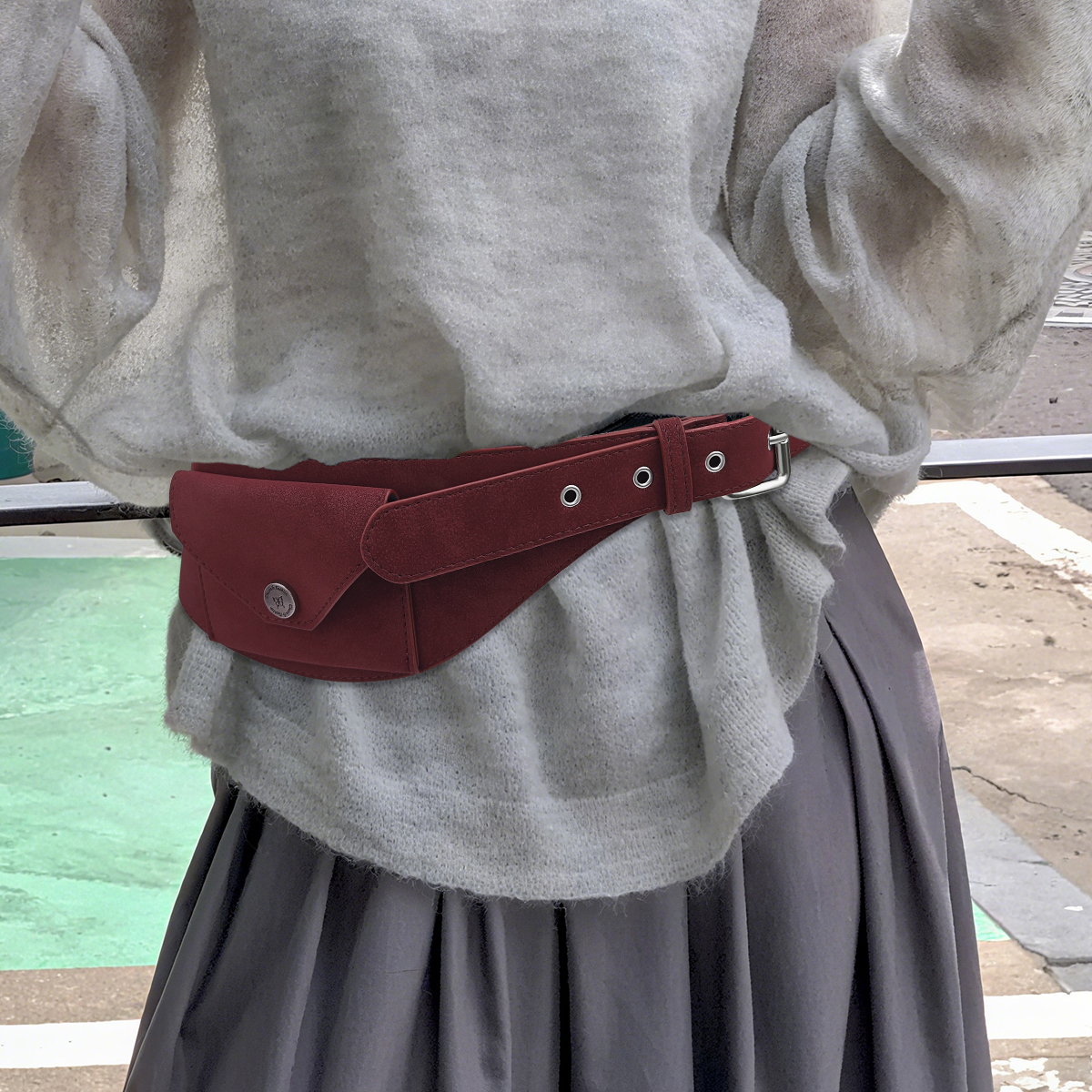 Le nouveau sac de taille haut de gamme pour femme à ceinture large rouge Ankela avec une ceinture décorative peut bien avec une jupe