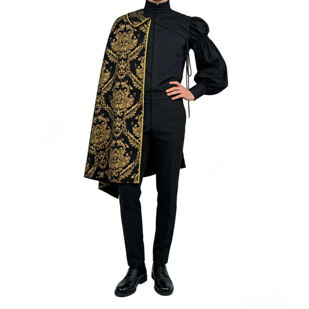 Ensemble complet médiéval Renaissance Aristocratique, Cape royale Tudor à demi-épaule, Vintage, pour Halloween et Cosplay de scène