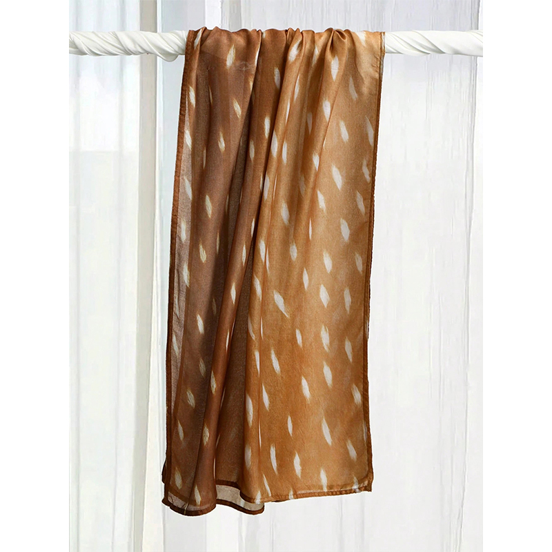 Foulard musulman imprimé aquarelle motif peau de cerf pour femme, châle léger en rayonne et coton doux et respirant, turban islamique