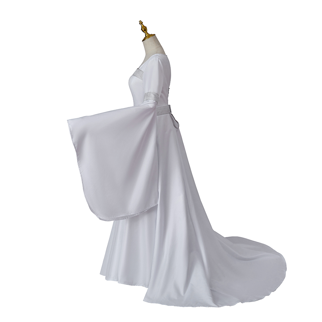 Galadriel Elf Queen Cosplay Costume fur s pour femmes, tenues d'Halloween, carnaval, vêtements de fête trempés, robe de Rhen plis