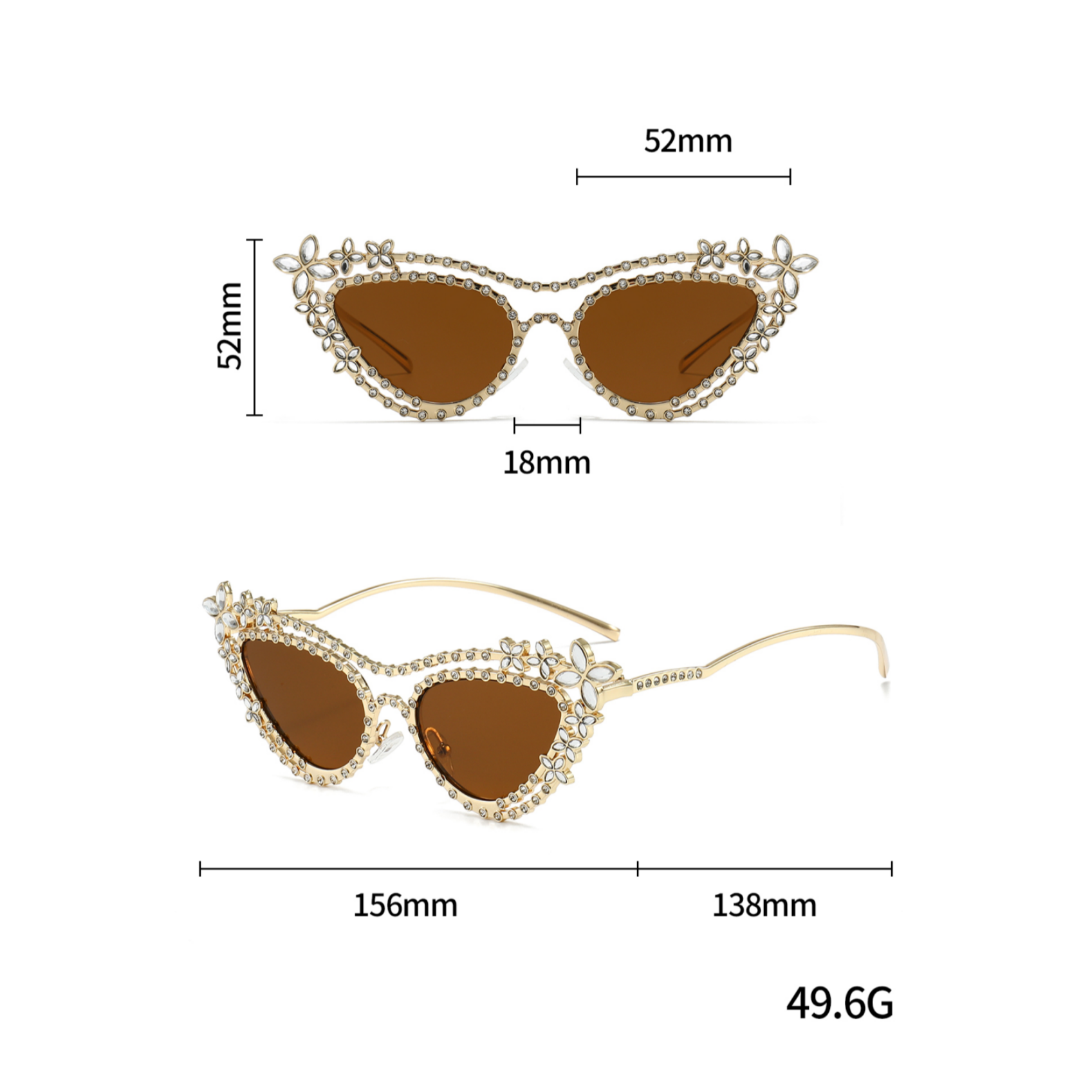 1 paire de lunettes de soleil pour femme, nouveau style de luxe avec strass, design œil-de-chat unique, haute valeur esthétique, exquises et polyvalentes