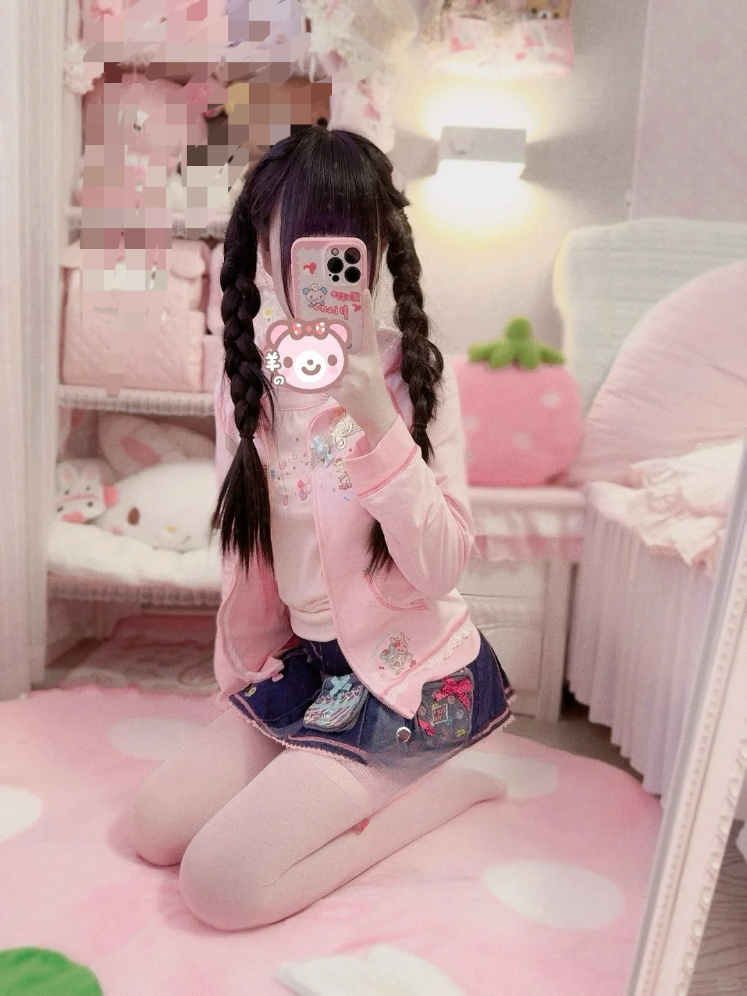 Sweat à capuche japonais Kawaii pour femmes, décontracté, rose, imprimé de dessin animé, manches longues, sous-culture, Harajuku, vêtements doux pour femmes
