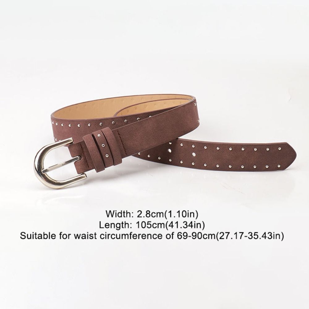 Ceinture en cuir suédé pour femmes, Design de luxe rétro, tendance, décontractée, Punk, rivets, polyvalente, pour robe de pantalon