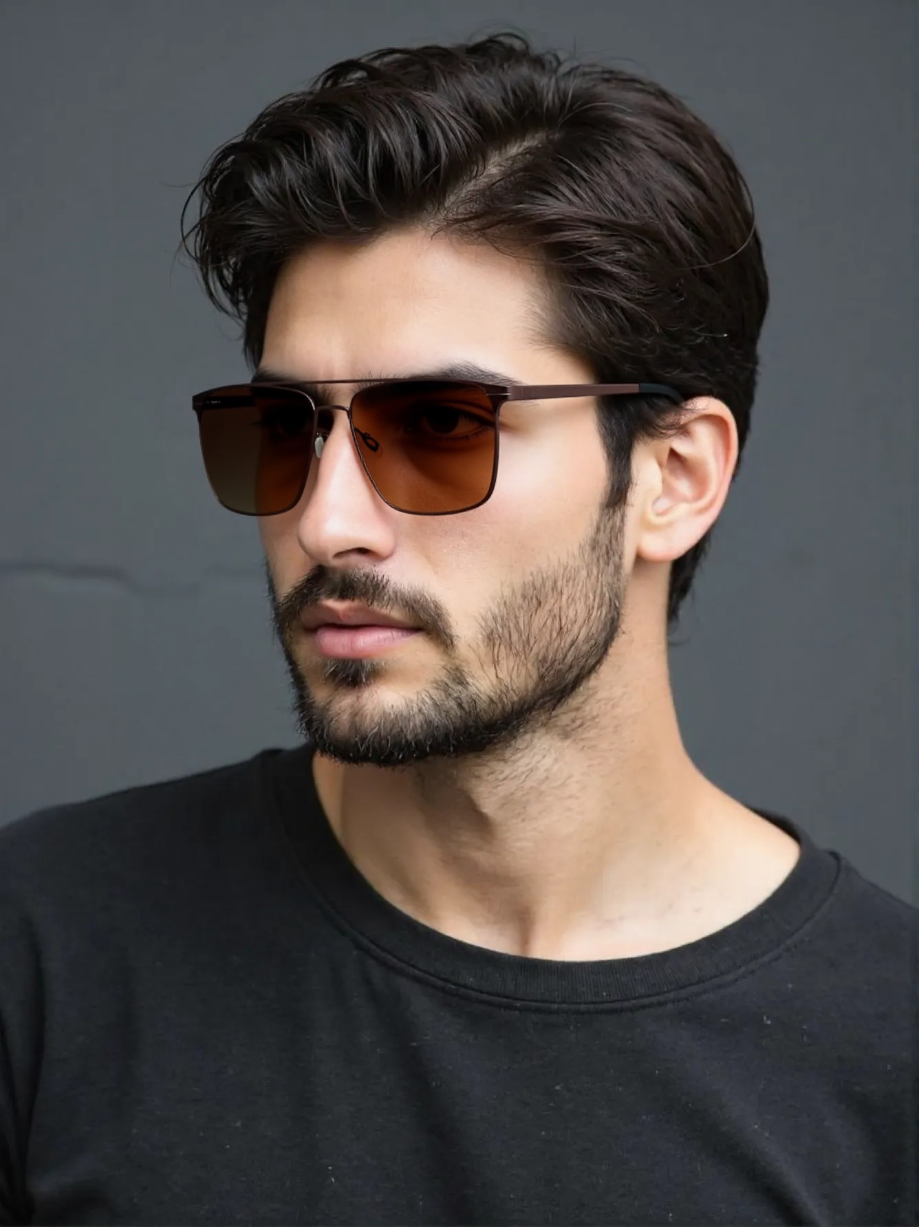 Nouvelles lunettes de soleil tendance avec montures rectangulaires élégantes et Construction en métal adaptées aux hommes avec lentilles UV400 5135