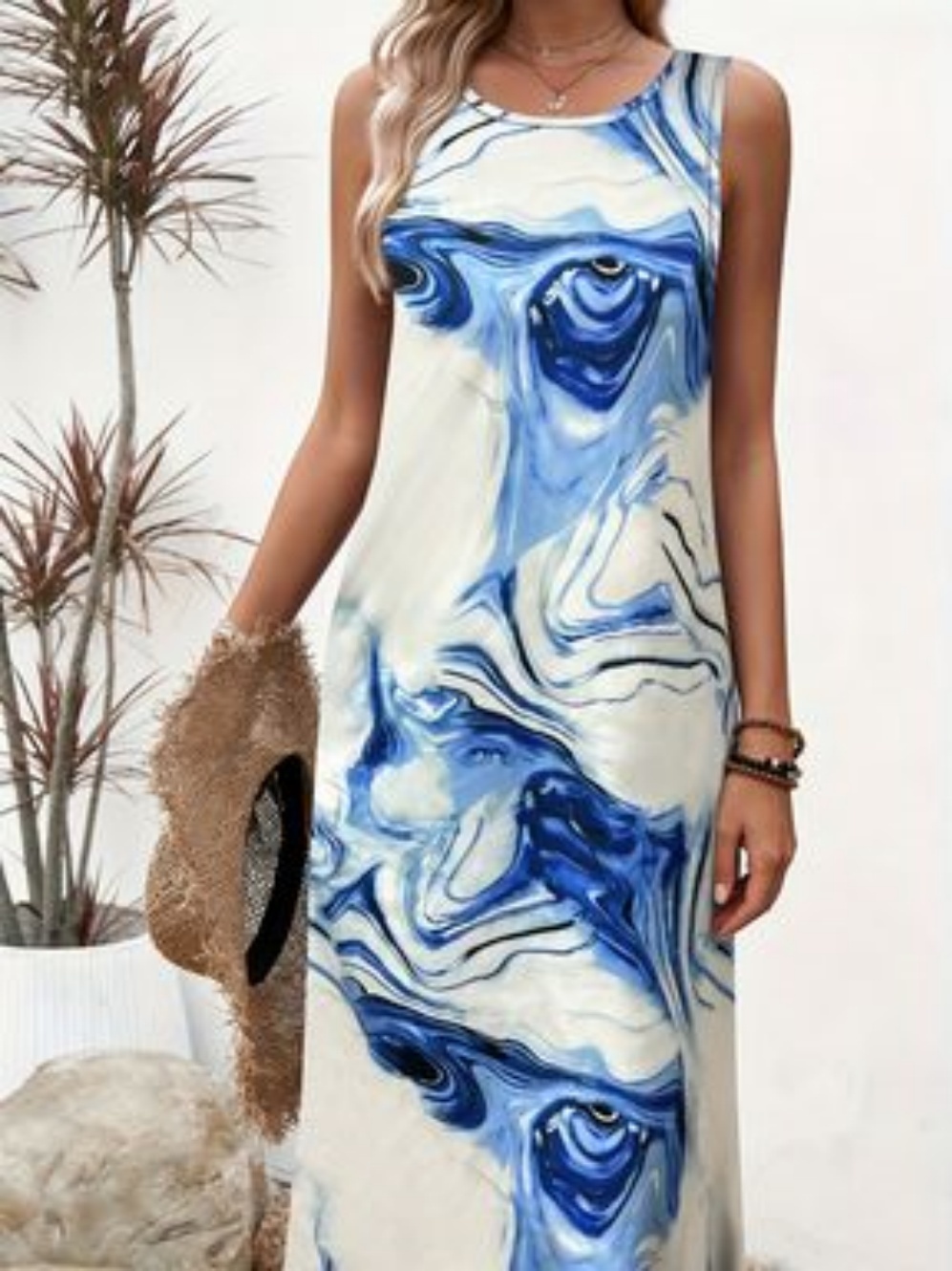 Robes décontractées élégantes à motifs floraux pour femmes, robe longue sexy sans manches, nouvelle collection été, vêtements de rue pour femmes