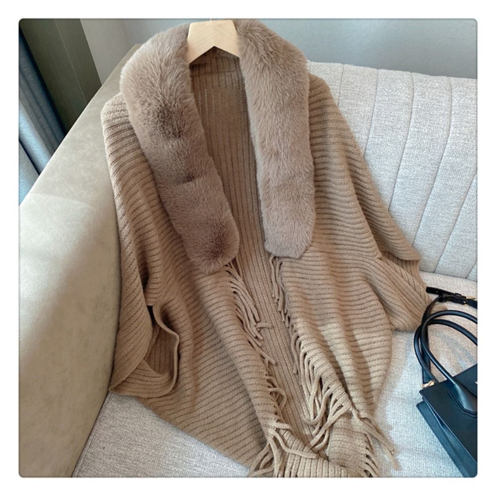 Châle chaud d'hiver en tricot épais pour femmes, châle ample avec fausse fourrure pour robes de soirée et de mariage