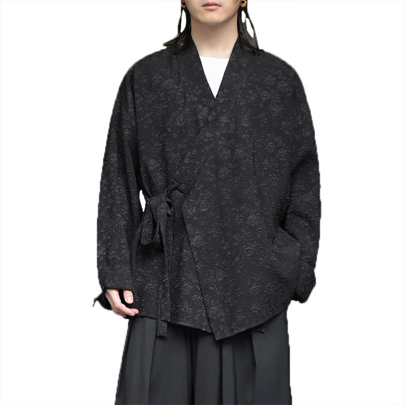 Cardigan Kimono pour hommes, grande taille 3XL 4XL 5XL, haut de Style chinois rétro Jacquard Hanfu, manteau Yukata japonais, veste Harajuku Streetwear