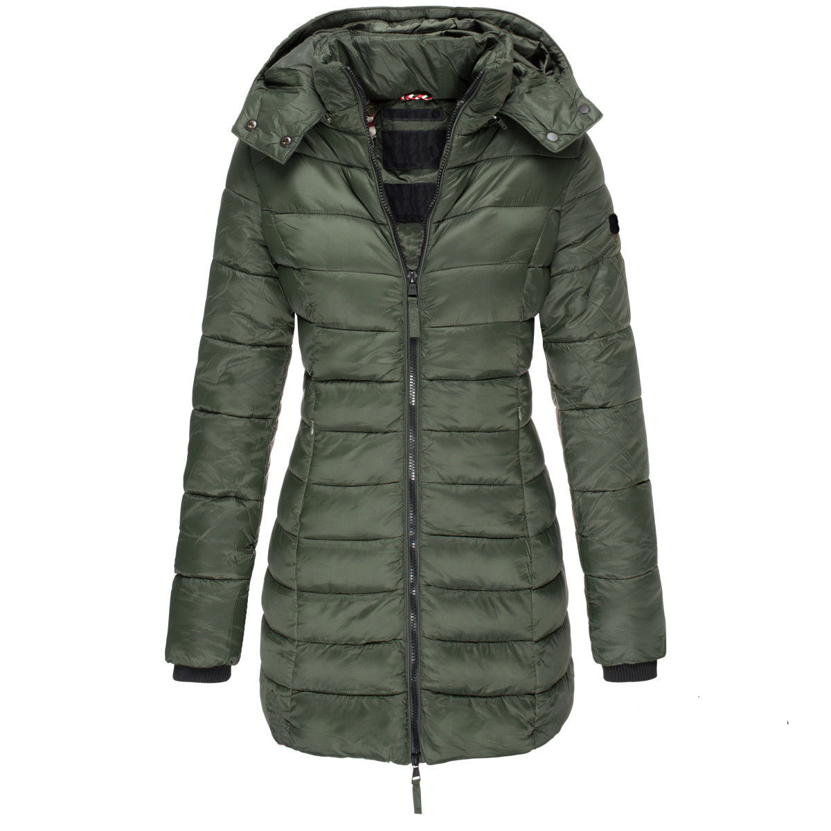 Vestes d'hiver pour femmes, fermeture éclair, capuche, rembourrées en coton, manches longues, manteau chaud, Parka Slim, vêtements d'extérieur portables