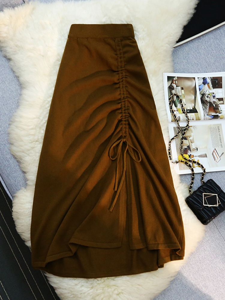 Jupe A-Line polyvalente taille haute pour femme, demi-jupe décontractée, mode coréenne, proximité irrégulière