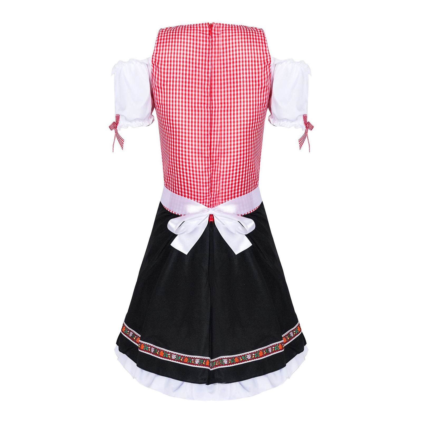 Robe traditionnelle rouge mi-longue pour femmes, robe Dirndl avec tablier pour l'Oktoberfest, robes d'été pour femmes 2026
