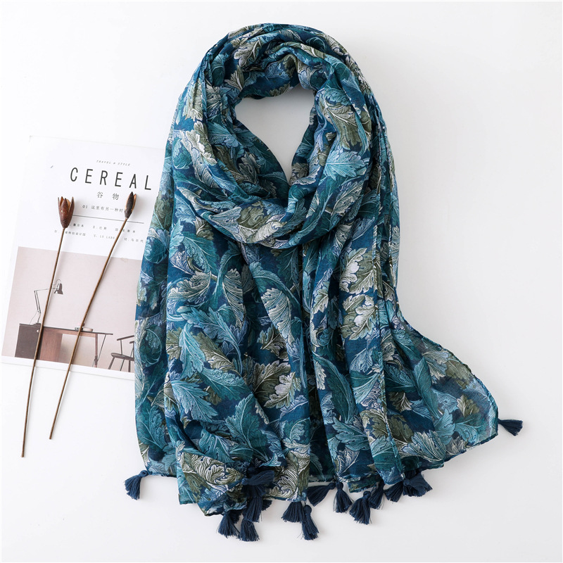 Mode automne aztèque ethnique Turquoise Floral gland Viscose châle écharpe femmes haute qualité doux Hijabs et enveloppes musulman Sjaal