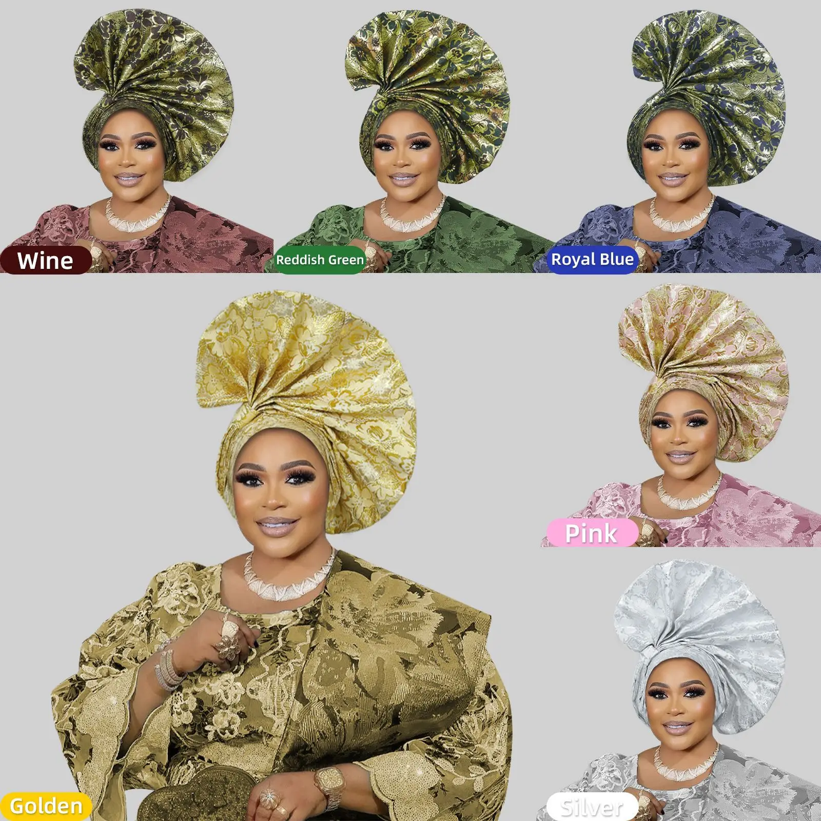 Couvre-chef en forme d'éventail exagéré pour femmes, couvre-chef pour dames africaines, couvre-chef pour fête de mariage, casquettes Turban féminines
