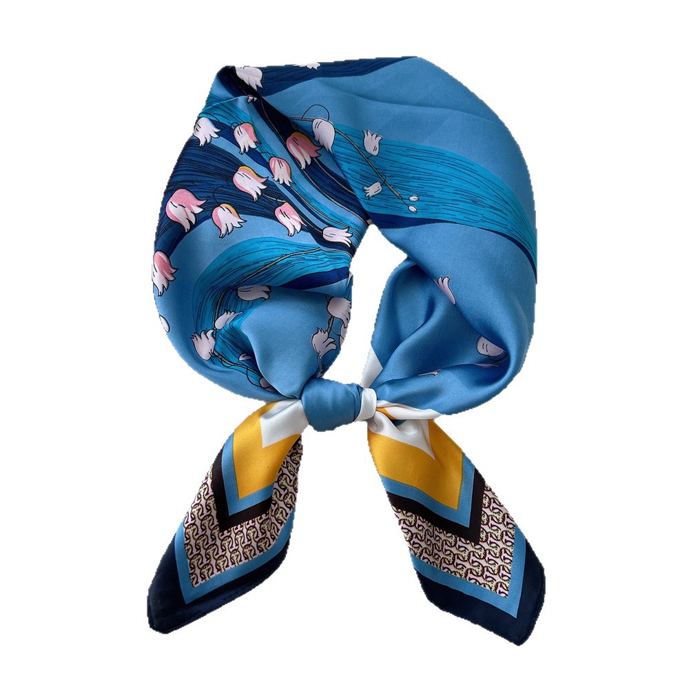 70*70 cm nouveau Foulard carré de luxe foulards en soie femmes cou cheveux cravate bande Hijab Foulard bandeau lisse Bandana femme Foulard