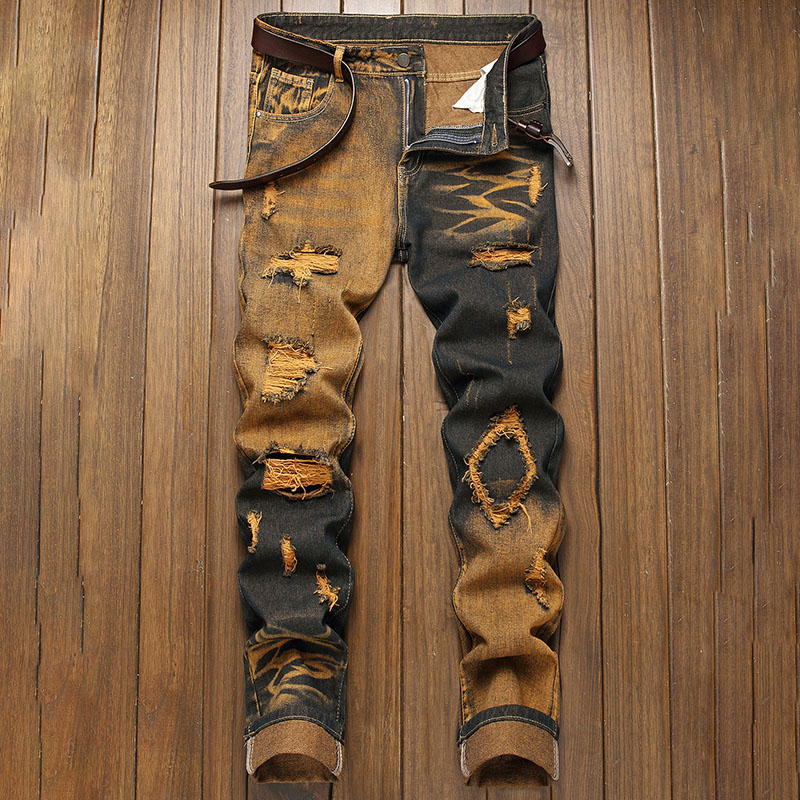 Nouveau jean rétro pantalon droit homme jean déchiré pantalon décontracté à la mode pantalon pantalon vêtements de rue