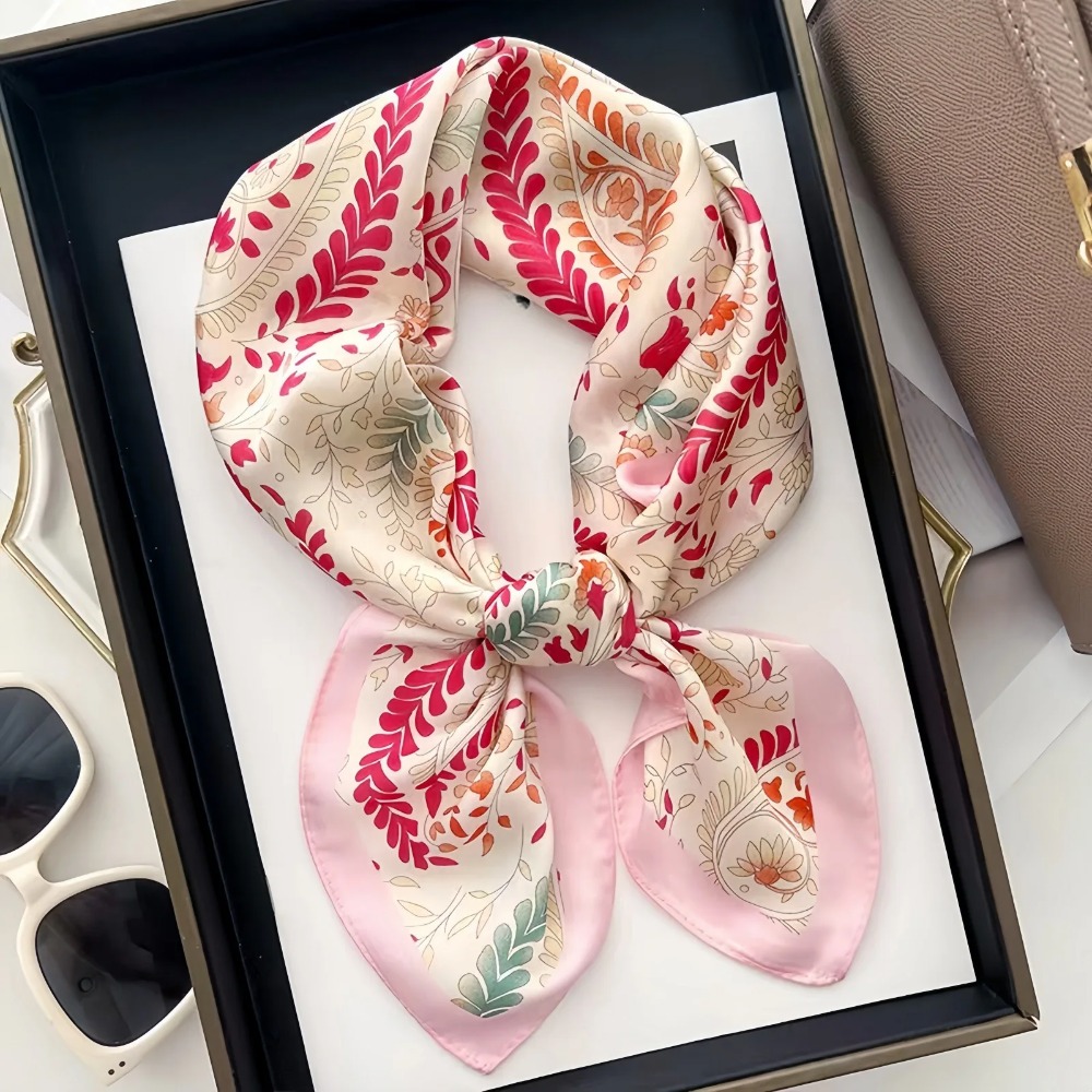 Écharpe d'été en soie imitation pour femme, foulard floral tendance, bandana, hijab, bandeaux, châles carrés, étoles