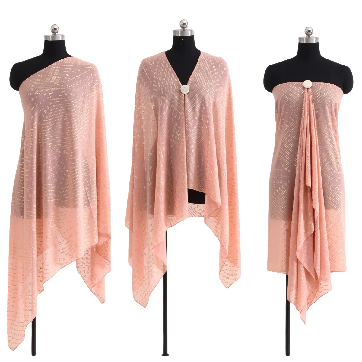 Écharpe Hijab Turban Polyvalente Respirante Tendance pour Femme, Châle Rétro en Mousseline de Soie Dorée et Perles d'Imitation