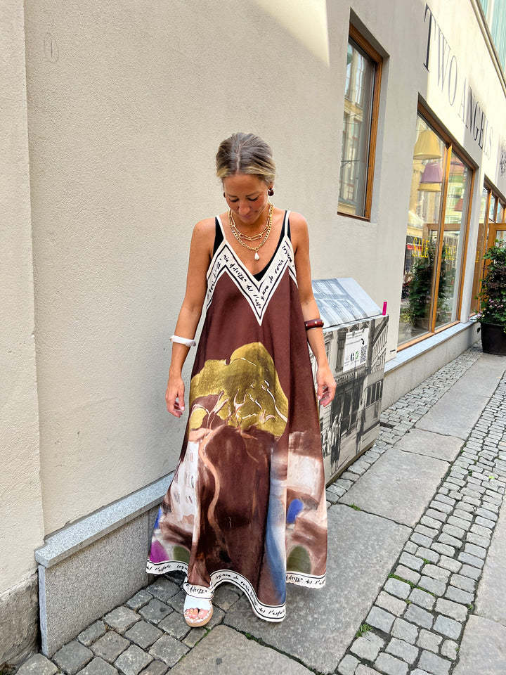 Robe longue imprimée style Boho pour femmes, ample, col en v, bretelles, ligne a, grand ourlet, mode d'été, robes de Style vacances