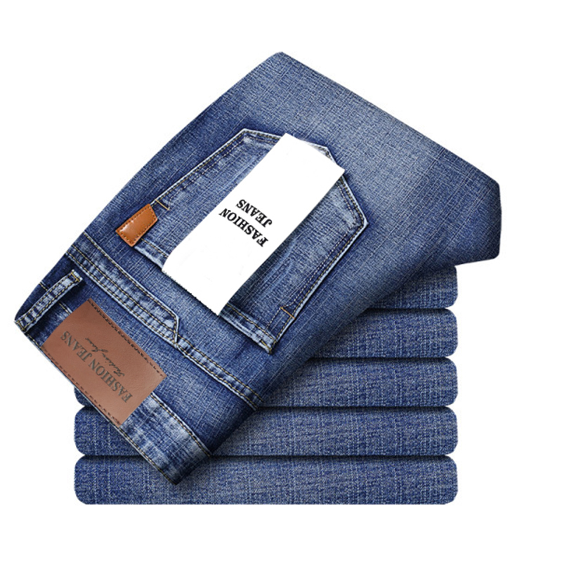 Jean Classique Business Casual pour Hommes, Nouvelle Mode 2026, Bleu, Coupe Slim, Denim Stretch, Pantalon Long, Vêtements Masculins