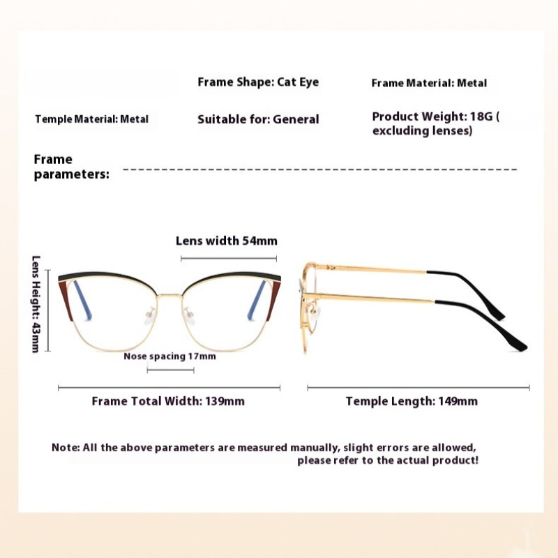 Montures œil de chat multicolores pour femmes, montures métalliques d'épissure à la mode, lunettes Anti-bleu à couleur européenne et américaine