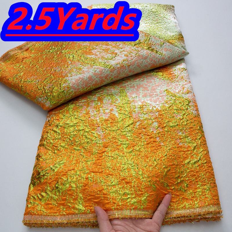 Tissu en dentelle brocart français 2026 de haute qualité, 2,5 yards, tissu en dentelle organza africain nigérian de luxe doré pour la couture féminine