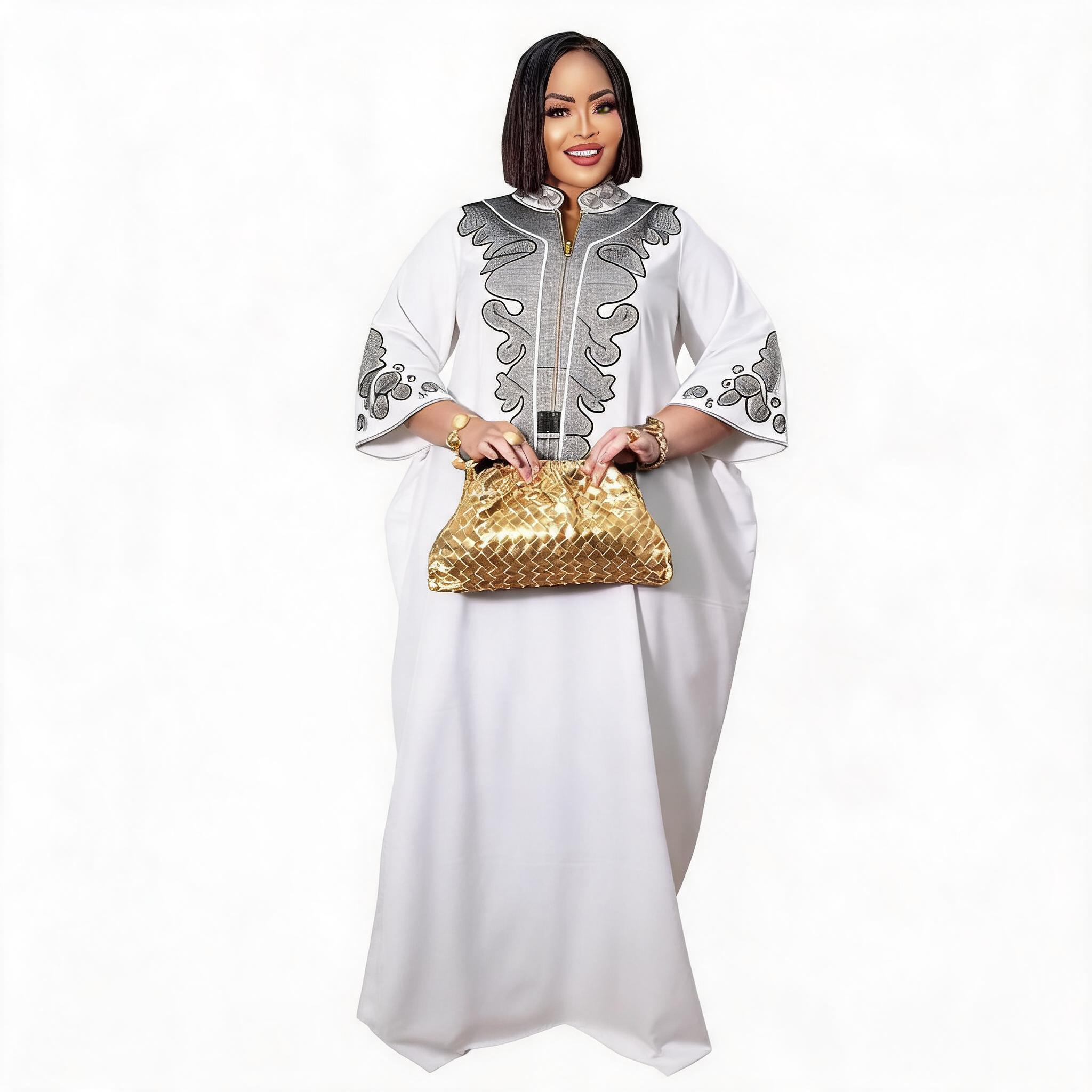 Robe africaine pour femmes, abaya brodée, grande taille, élégante, pour fête ou église, sans foulard