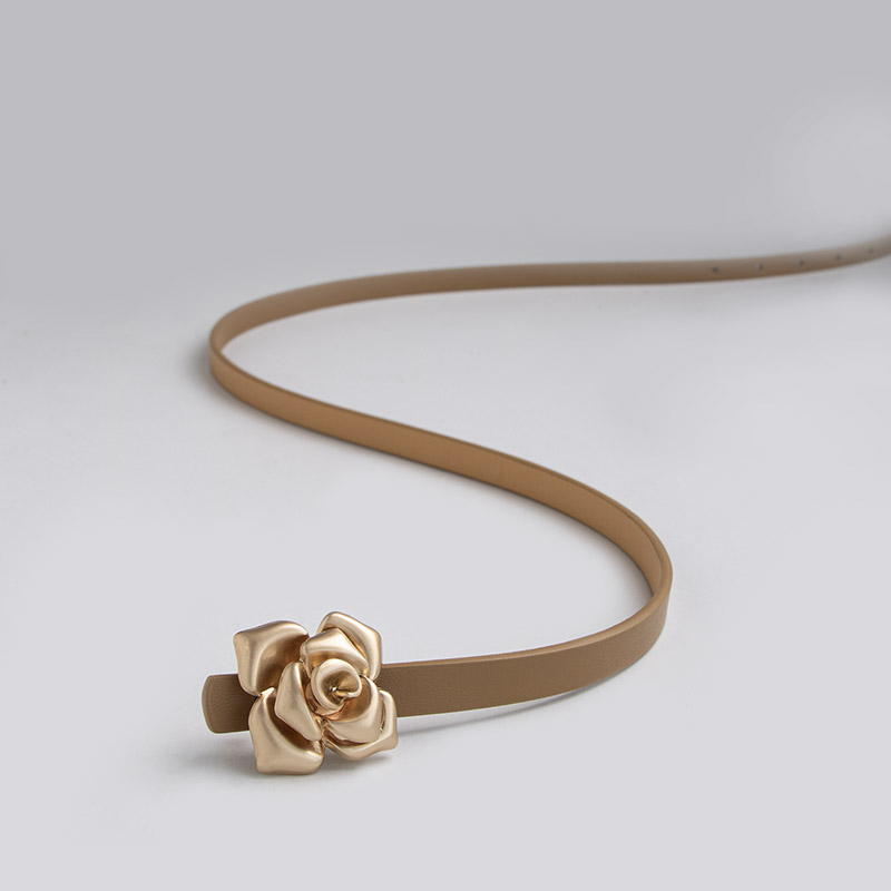Ceinture fine pour femmes, Simple et polyvalente, boucle Rose, accessoire de mode élégant, nouvelle collection