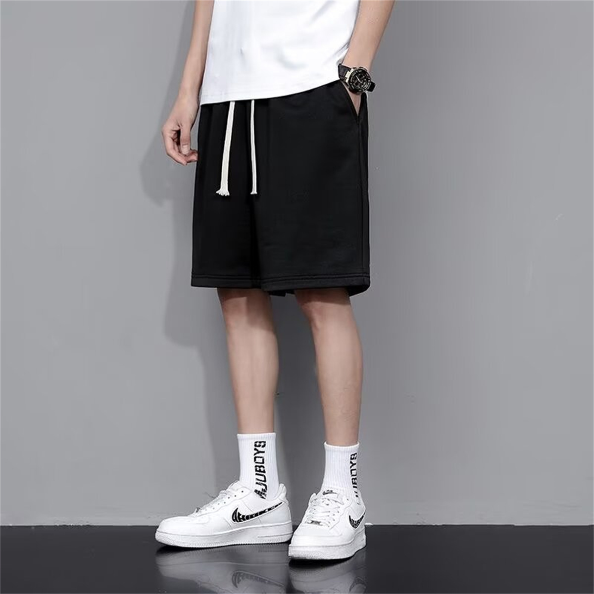 Shorts de course d'été pour hommes, décontractés, pour le jogging, couleur unie, avec cordon de serrage, amples, séchage rapide, pour la gym et le sport