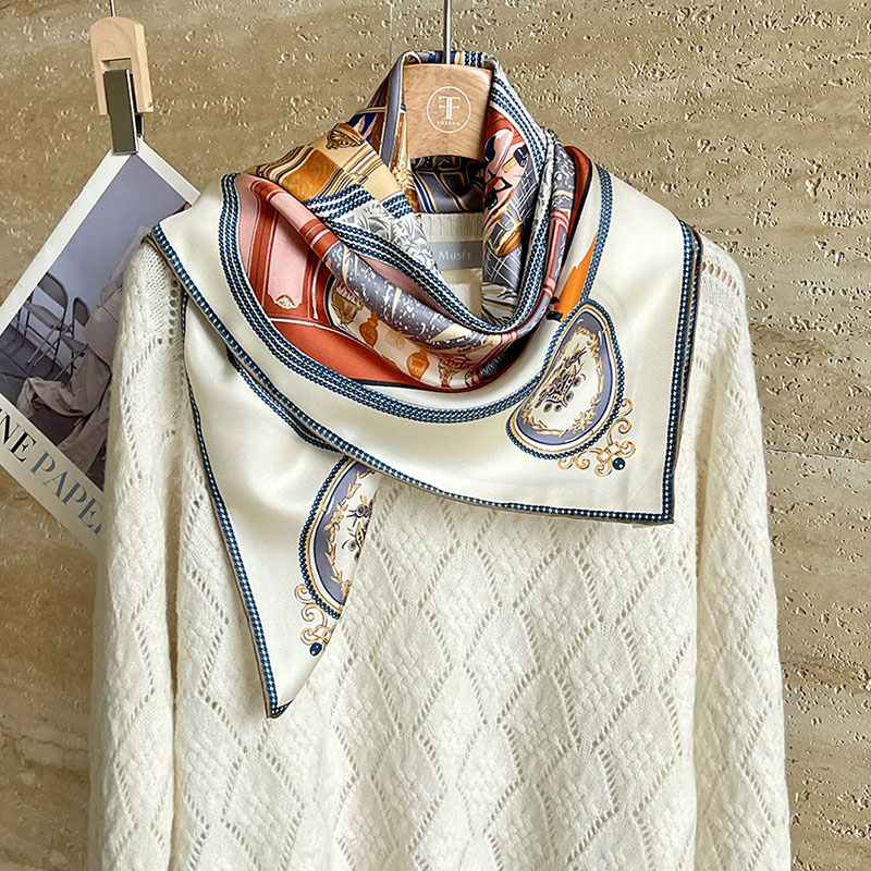 2025 mode imprimé 100% foulard en soie foulard cravate 88x88CM