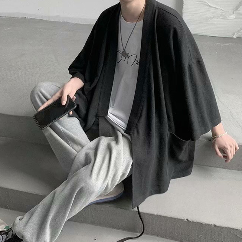 Ins – manteau ample pour homme, Kimono, Baggy, surdimensionné, Cape de seigneur, vêtements d'extérieur, rétro, Cardigan, Streetwear