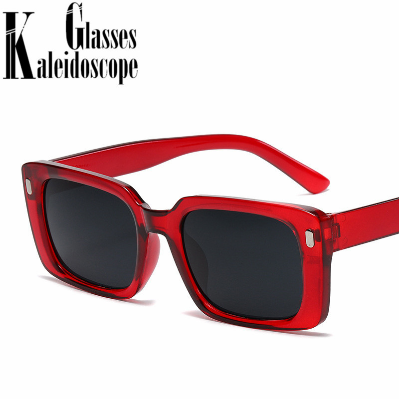 Lunettes de soleil carrées classiques pour femmes et hommes, petites lunettes de soleil rectangulaires rouges populaires pour femmes rétro Hip Hop, lunettes d'ombrage UV400