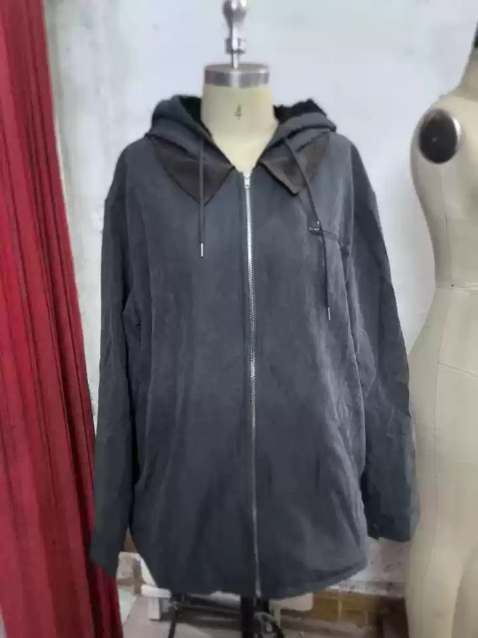 Veste homme 2026 – Manteau décontracté exclusif européen, couleur unie, à capuche, en coton, avec fermeture éclair et poches en polaire