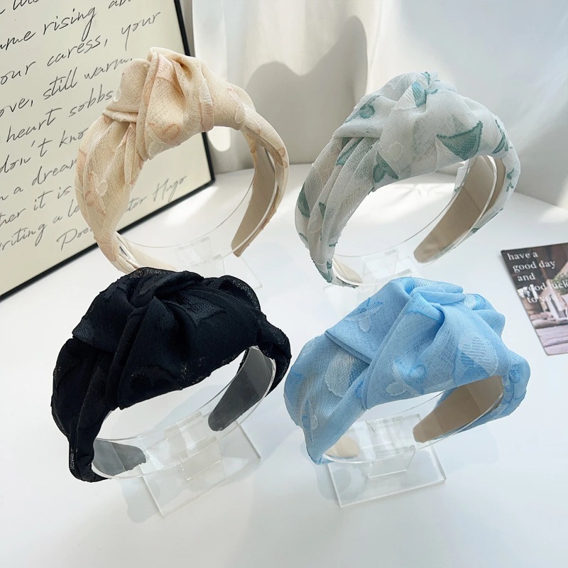 Nouveau Bandeau Large en Dentelle Printemps-Été, Nœud Frais, pour Coiffure Haute et Lavage du Visage, Accessoire Cheveux