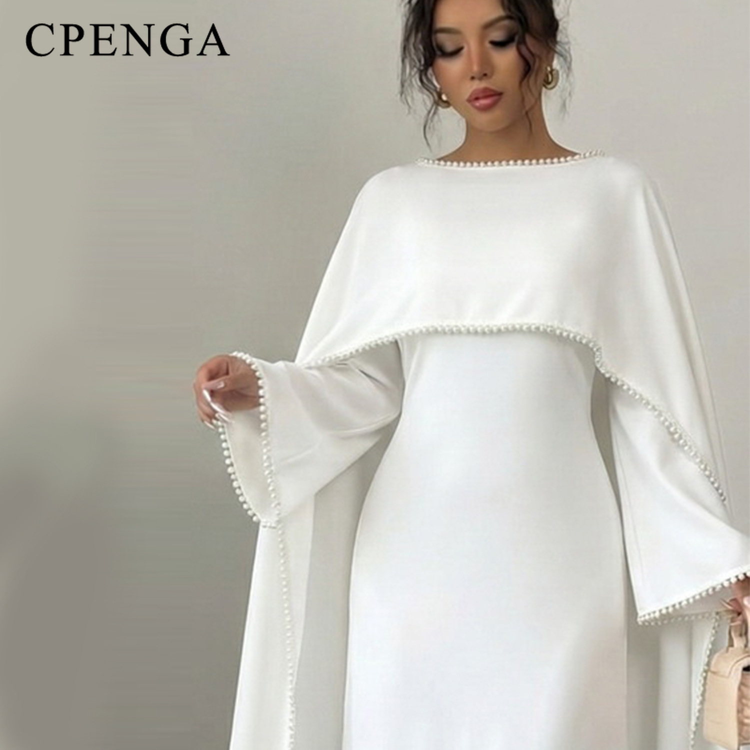 Robe Abaya Modeste pour Femmes Musulmanes du Moyen-Orient avec Châle Amovible, Élégante Robe Simple de Dubaï, Tenue de Fête Islamique pour le Ramadan