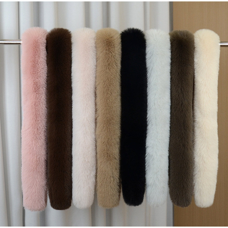 130cm fausse fourrure longue écharpe épaisse couleur unie longue bande écharpe douce fourrure décor dames cou plus chaud foulards hiver Imitation fourrure