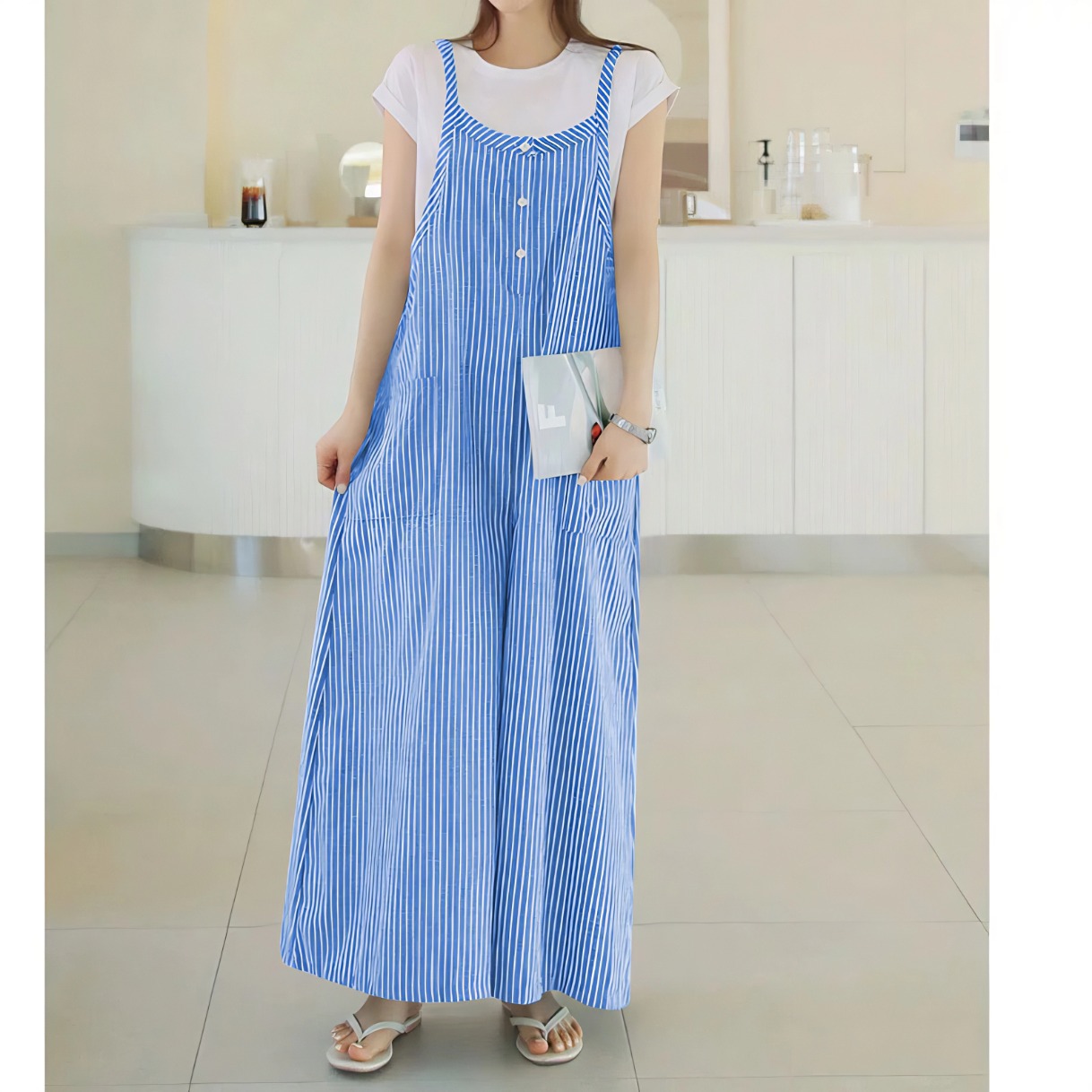Salopette à carreaux décontractée de Style coréen pour femmes, robe taille haute, sans manches, col en U, jupe longue en Patchwork, dos nu, nouvelle collection