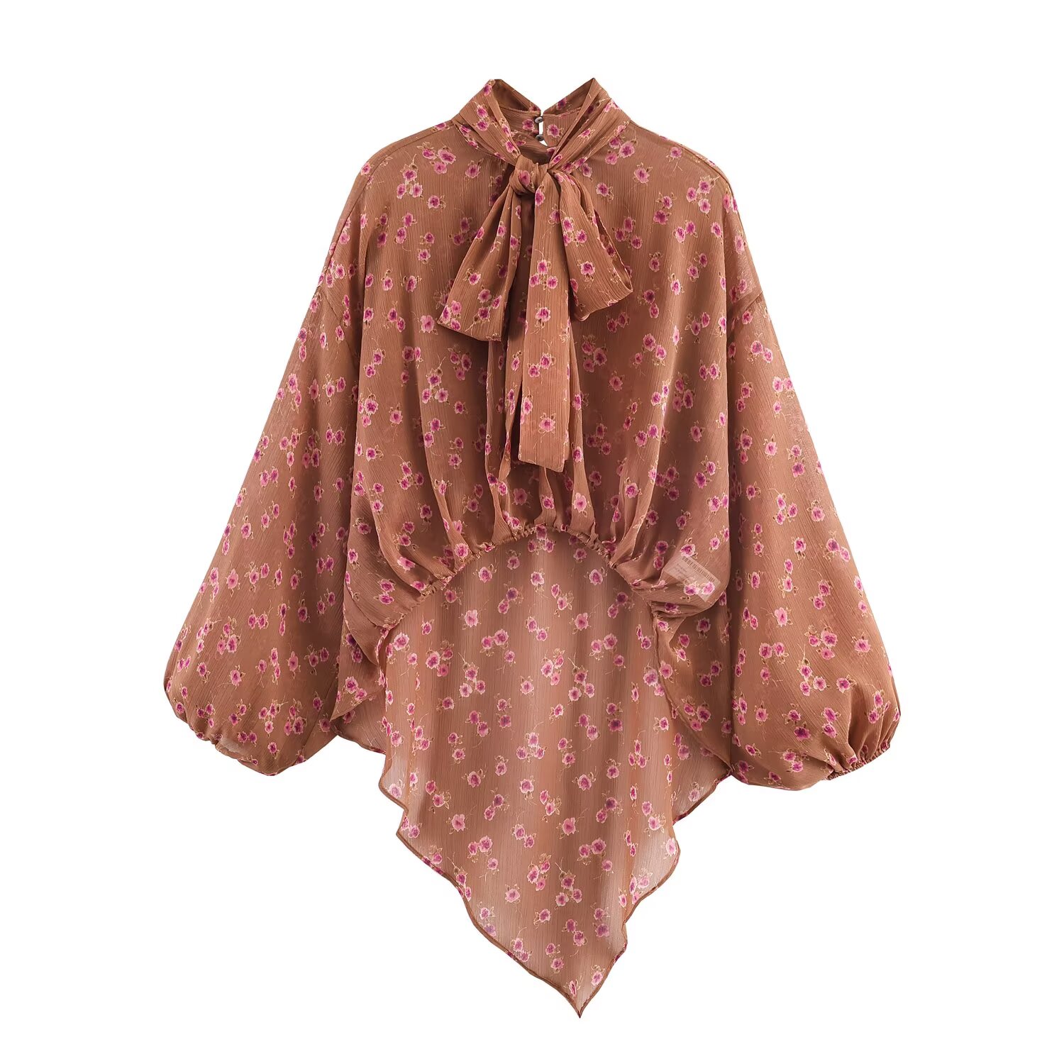 Chemisiers chics à nœuds de style français pour femmes, imprimés floraux, décontractés, à volants, manches longues, chemises tendance pour femmes, printemps été, nouvelle chemise de vacances