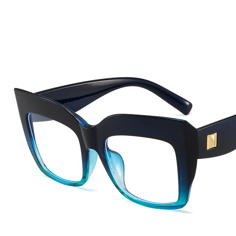 Lunettes surdimensionnées pour femmes, carrées transparentes, à la mode, verres transparents bleus, optique, Anti-lumière bleue