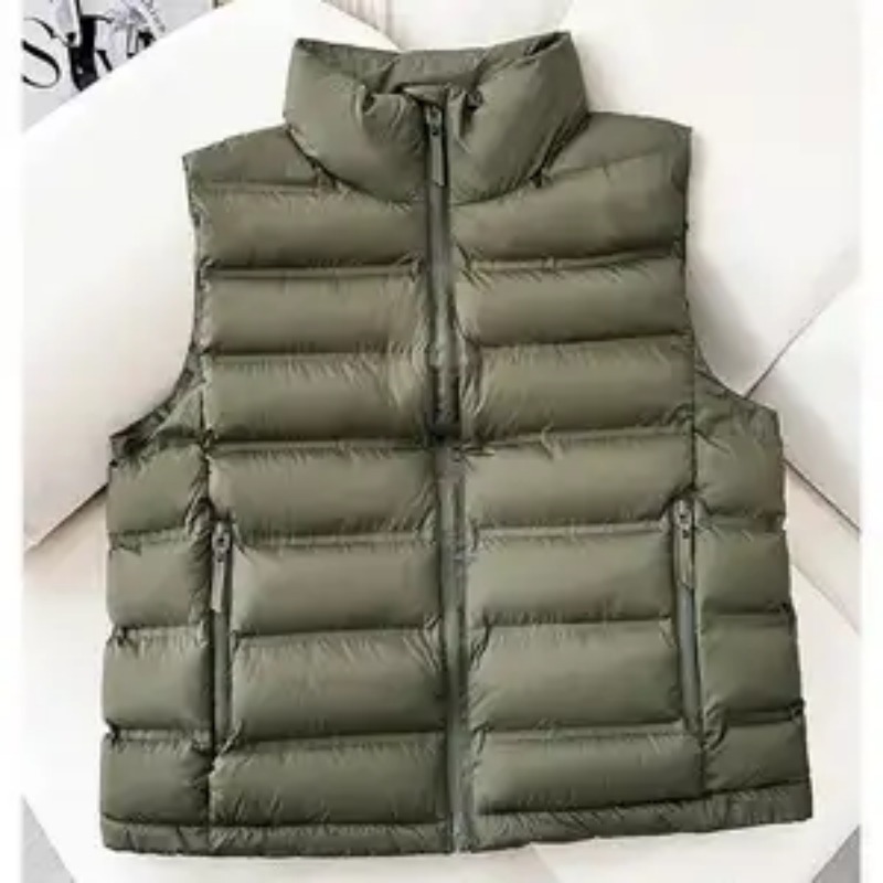 Gilet matelassé pour femme style coréen à col montant, en coton, coupe ajustée, automne-hiver, vêtement d'extérieur décontracté
