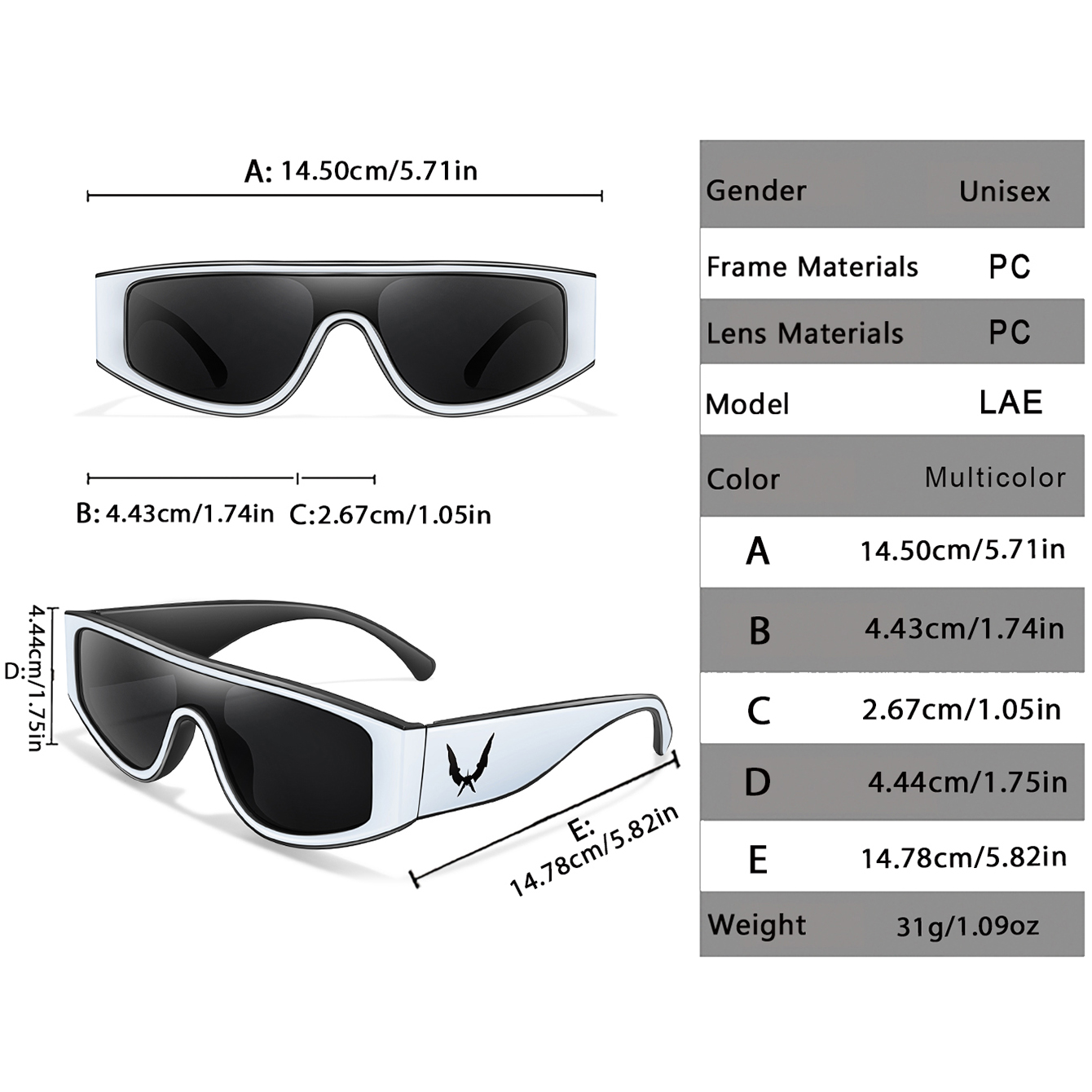 Lunettes de soleil tendance TAMWY pour hommes et femmes, pour tenues quotidiennes, fêtes, shopping, randonnée, monture complète, branches larges