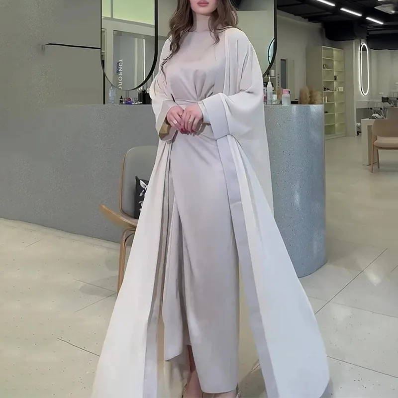 Robe Abaya pour femmes, Ramadan, Eid Abaya, Dubaï, Arabie Saoudite, Maroc, Kaftan, Robe de soirée longue, Abayas ouvertes, Robe éducative, Ensemble de 2 pièces