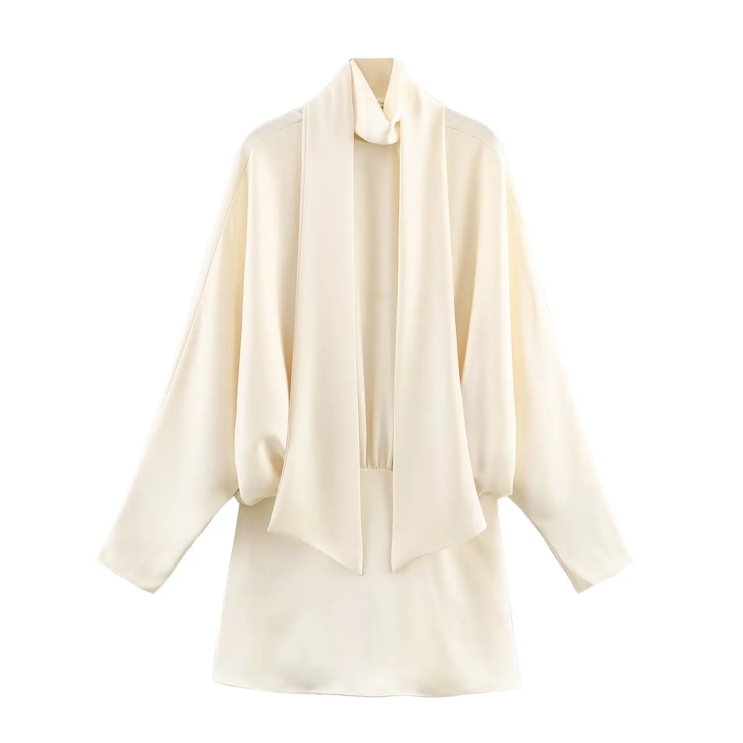 BSAY Satin Texture écharpe décoration robe courte femmes mode automne hiver nouvelles manches longues France femme robes de soirée