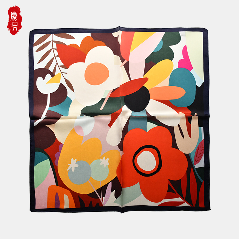 Petit foulard rétro en soie naturelle pour femmes, imprimé fleur 100% soie véritable de haute qualité 50cm petit foulard carré cadeau de luxe pour dame