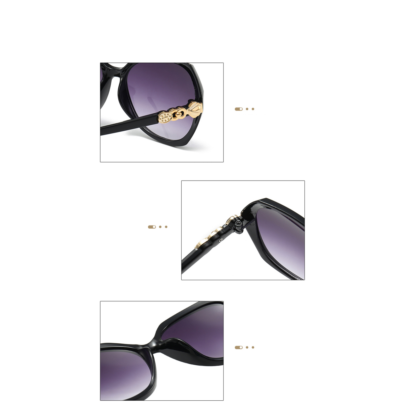 Lunettes de soleil pour femmes, design unique à grande monture, accents métalliques, style rétro, finition de haute qualité, parfaites pour les sorties quotidiennes C