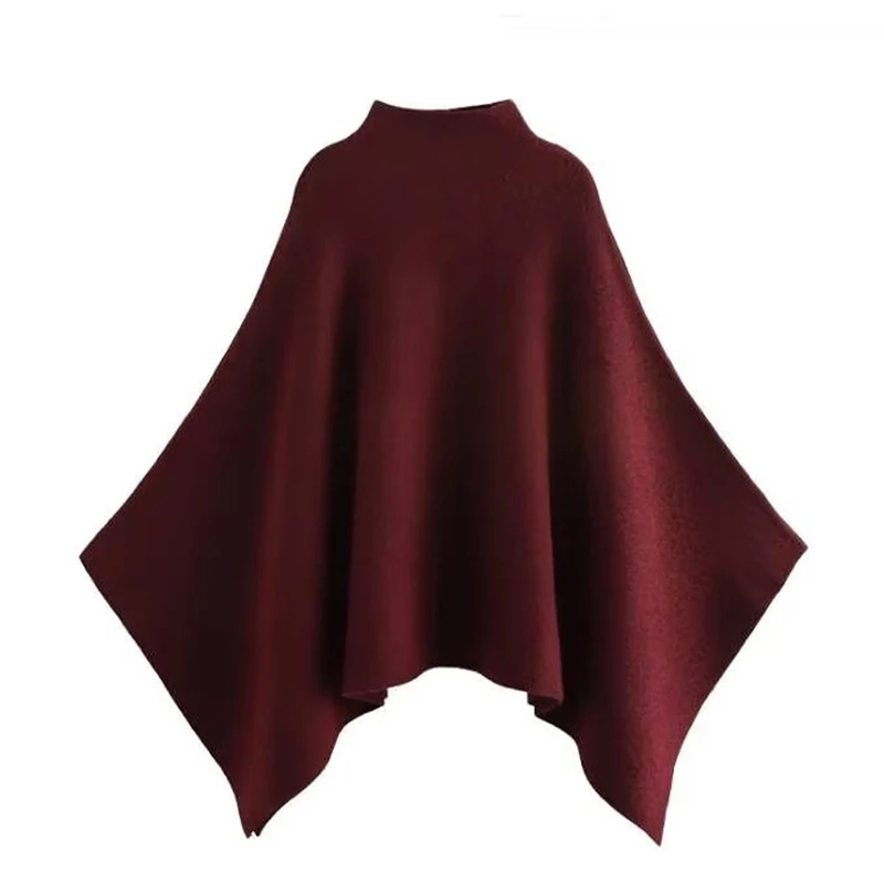 Châle rond pour femme, col montant asymétrique, veste cape, cardigan, automne, hiver, printemps