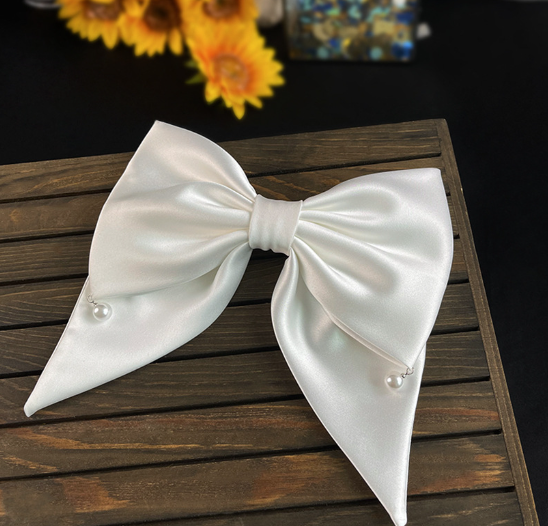 Pinces à cheveux nœud papillon en satin pour femmes, grand nœud perlé, barrettes, épingles à cheveux, accessoires pour cheveux, fête, Rh, mariage, coiffure